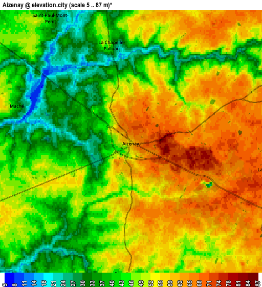 Zoom OUT 2x Aizenay, France elevation map