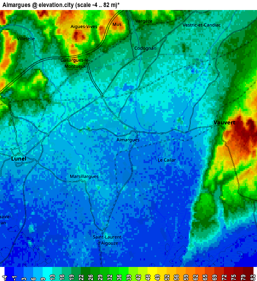 Zoom OUT 2x Aimargues, France elevation map