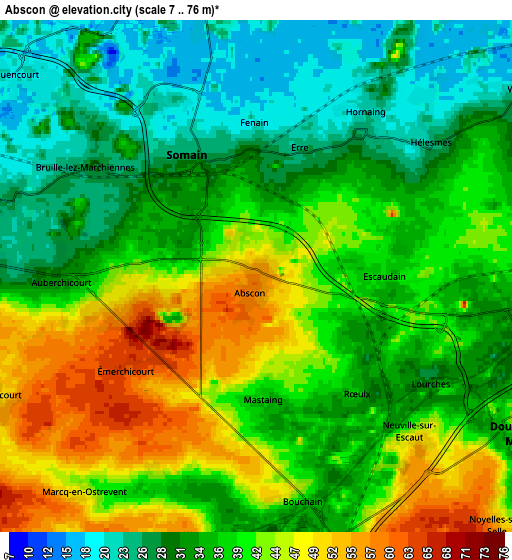 Zoom OUT 2x Abscon, France elevation map