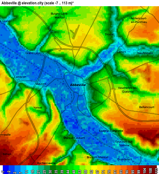 Zoom OUT 2x Abbeville, France elevation map