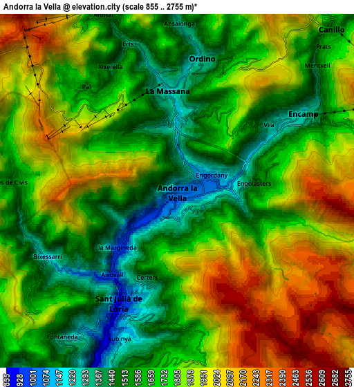 Zoom OUT 2x Andorra la Vella, Andorra elevation map