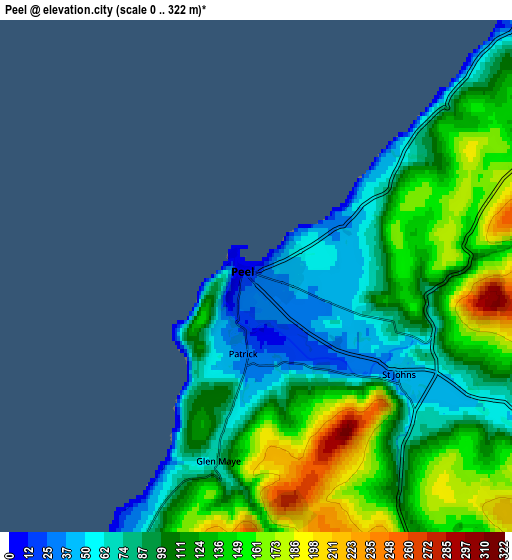 Zoom OUT 2x Peel, Isle of Man elevation map