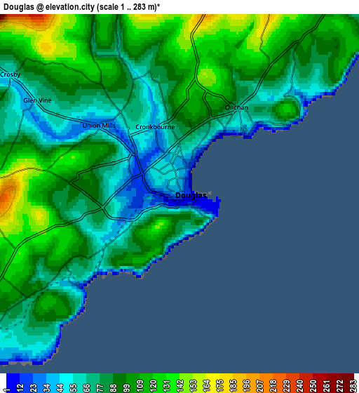 Zoom OUT 2x Douglas, Isle of Man elevation map