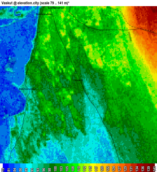 Zoom OUT 2x Vaskút, Hungary elevation map