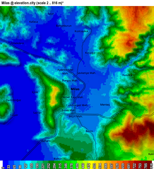 Zoom OUT 2x Milas, Turkey elevation map