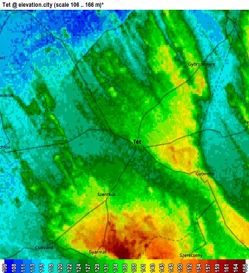 Zoom OUT 2x Tét, Hungary elevation map