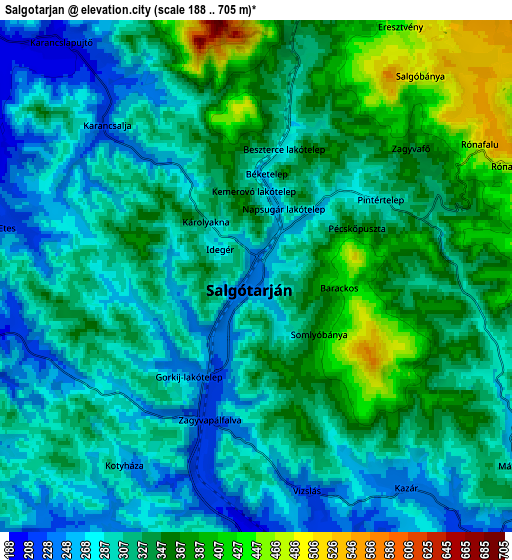 Zoom OUT 2x Salgótarján, Hungary elevation map