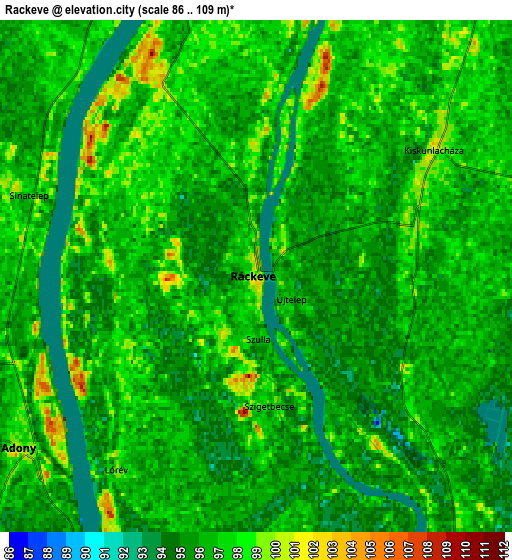 Zoom OUT 2x Ráckeve, Hungary elevation map