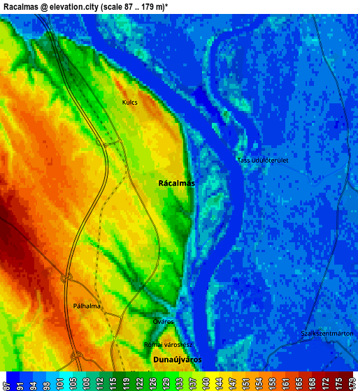 Zoom OUT 2x Rácalmás, Hungary elevation map