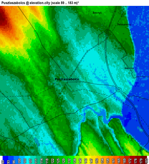 Zoom OUT 2x Pusztaszabolcs, Hungary elevation map