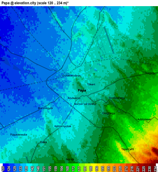 Zoom OUT 2x Pápa, Hungary elevation map