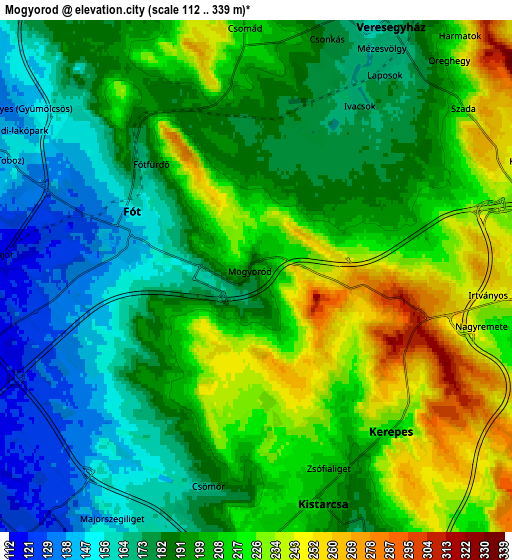 Zoom OUT 2x Mogyoród, Hungary elevation map