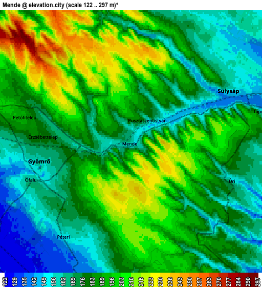 Zoom OUT 2x Mende, Hungary elevation map