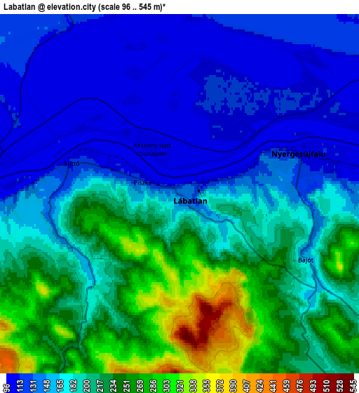 Zoom OUT 2x Lábatlan, Hungary elevation map