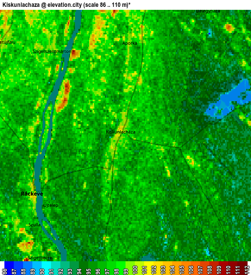 Zoom OUT 2x Kiskunlacháza, Hungary elevation map