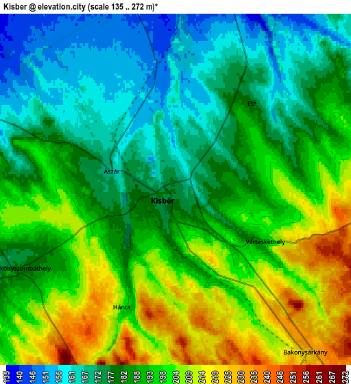 Zoom OUT 2x Kisbér, Hungary elevation map
