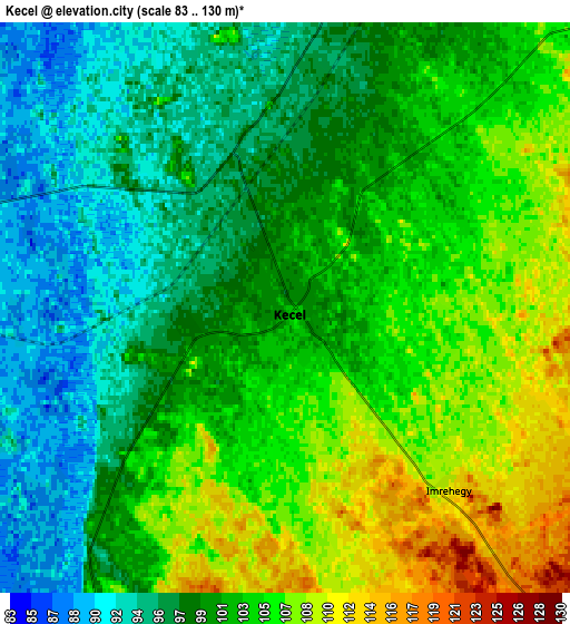 Zoom OUT 2x Kecel, Hungary elevation map