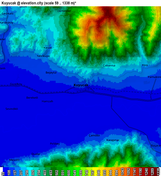 Zoom OUT 2x Kuyucak, Turkey elevation map