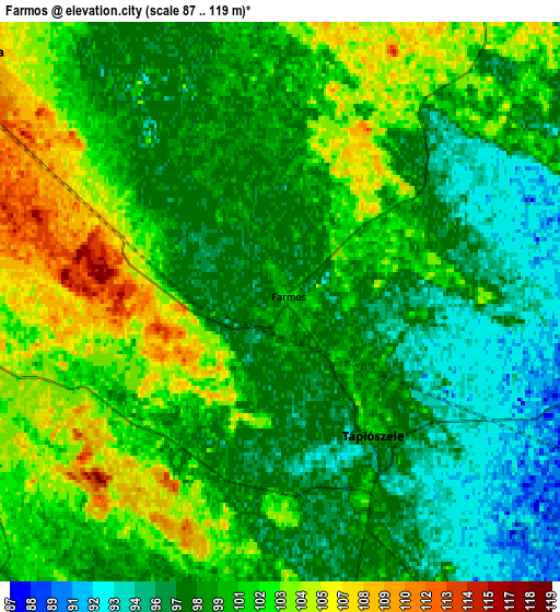 Zoom OUT 2x Farmos, Hungary elevation map