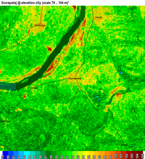 Zoom OUT 2x Dunapataj, Hungary elevation map