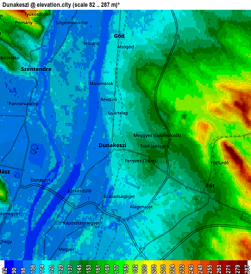 Zoom OUT 2x Dunakeszi, Hungary elevation map