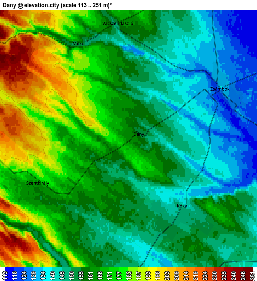 Zoom OUT 2x Dány, Hungary elevation map