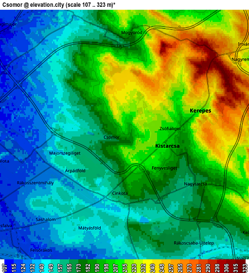 Zoom OUT 2x Csömör, Hungary elevation map