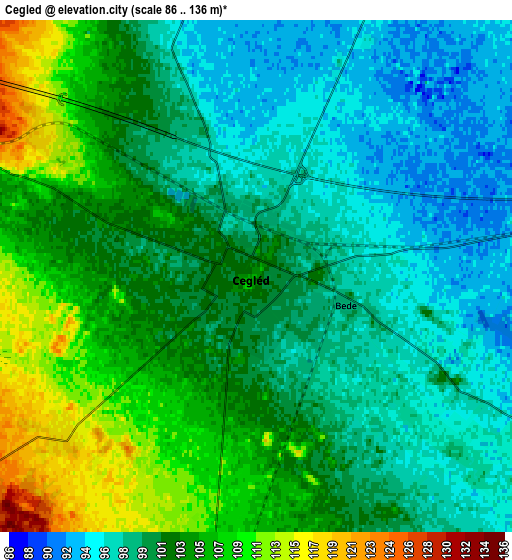 Zoom OUT 2x Cegléd, Hungary elevation map
