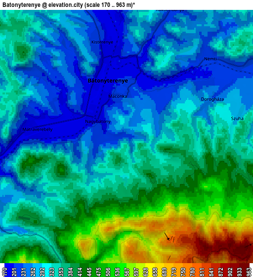 Zoom OUT 2x Bátonyterenye, Hungary elevation map