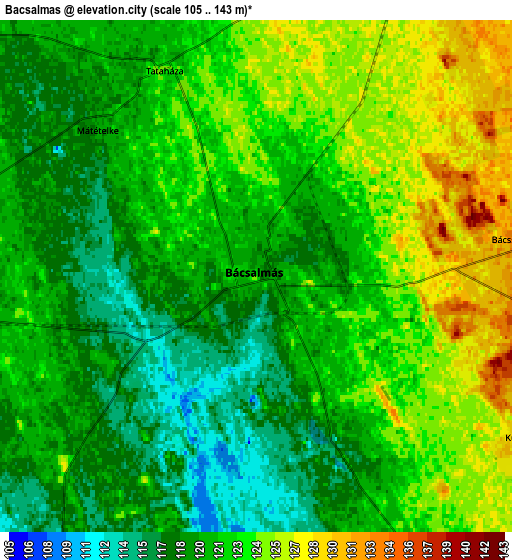 Zoom OUT 2x Bácsalmás, Hungary elevation map