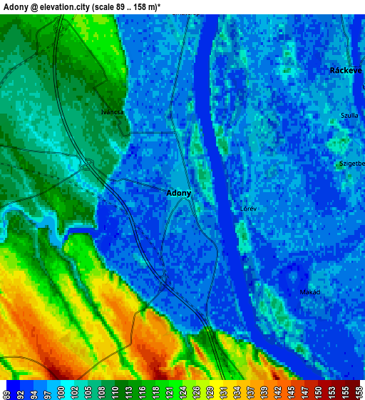 Zoom OUT 2x Adony, Hungary elevation map