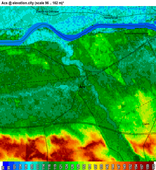 Zoom OUT 2x Ács, Hungary elevation map
