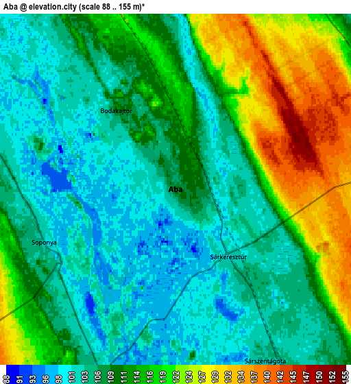 Zoom OUT 2x Aba, Hungary elevation map