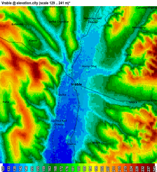Zoom OUT 2x Vráble, Slovakia elevation map
