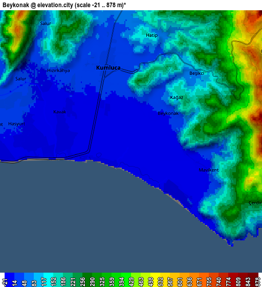 Zoom OUT 2x Beykonak, Turkey elevation map