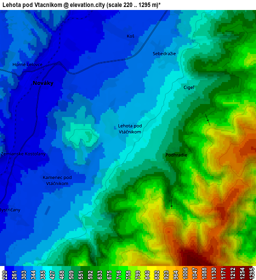 Zoom OUT 2x Lehota pod Vtáčnikom, Slovakia elevation map