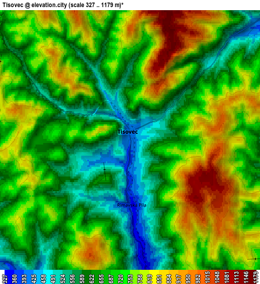 Zoom OUT 2x Tisovec, Slovakia elevation map