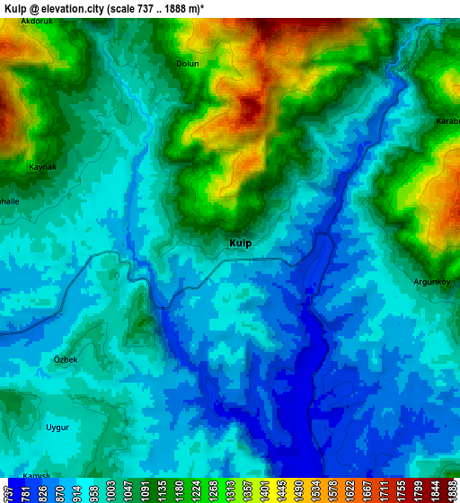 Zoom OUT 2x Kulp, Turkey elevation map