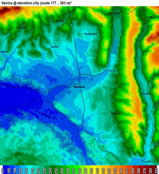 Zoom OUT 2x Senica, Slovakia elevation map