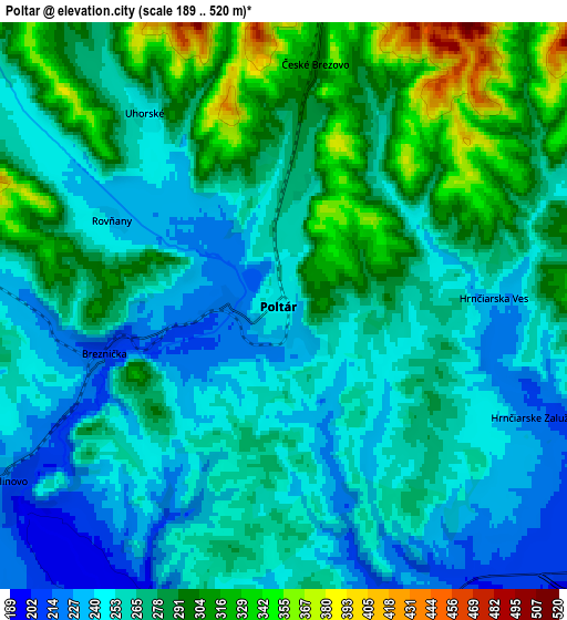 Zoom OUT 2x Poltár, Slovakia elevation map
