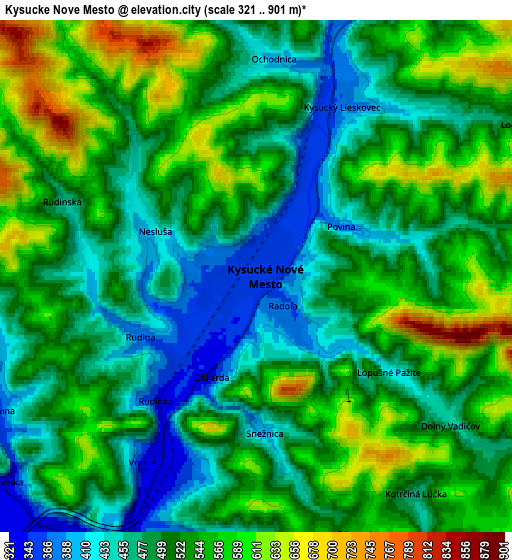 Zoom OUT 2x Kysucké Nové Mesto, Slovakia elevation map