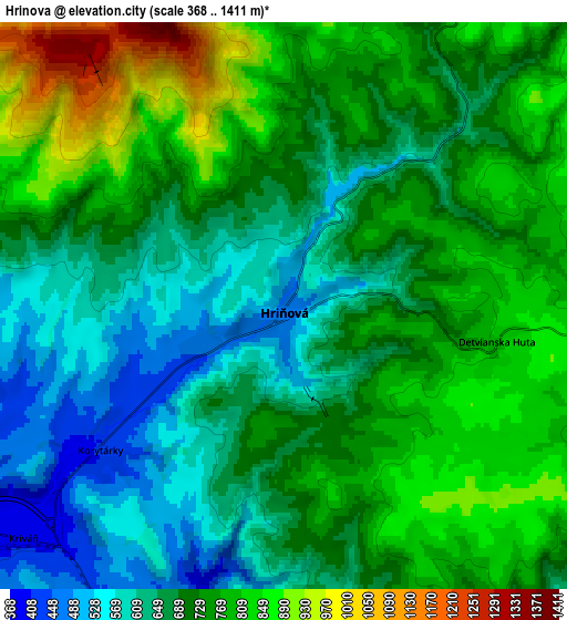 Zoom OUT 2x Hriňová, Slovakia elevation map