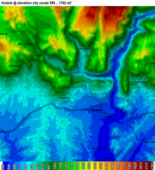 Zoom OUT 2x Kozluk, Turkey elevation map