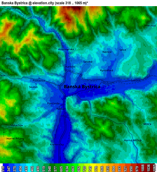 Zoom OUT 2x Banská Bystrica, Slovakia elevation map
