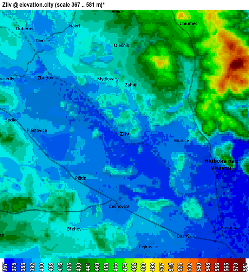 Zoom OUT 2x Zliv, Czech Republic elevation map