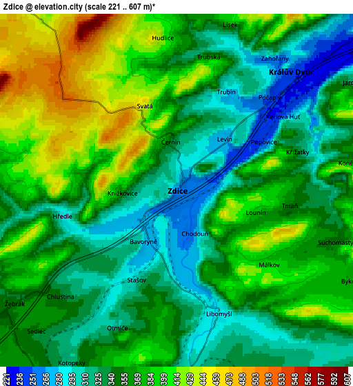 Zoom OUT 2x Zdice, Czech Republic elevation map