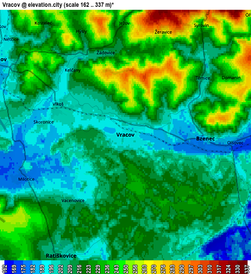 Zoom OUT 2x Vracov, Czech Republic elevation map