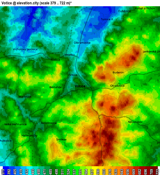 Zoom OUT 2x Votice, Czech Republic elevation map