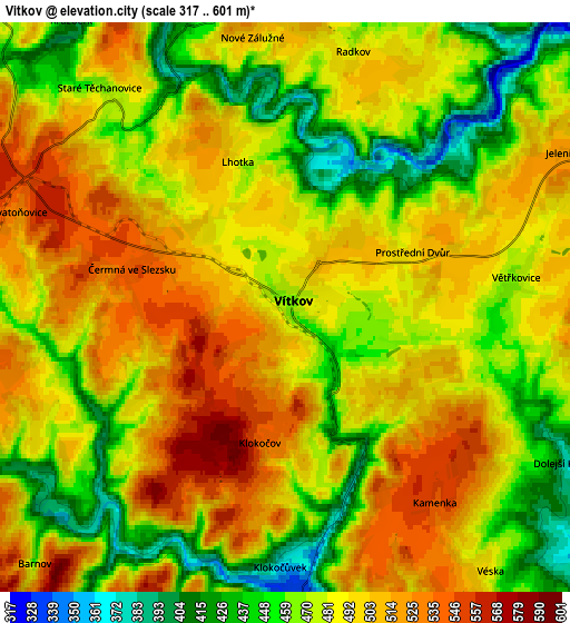 Zoom OUT 2x Vítkov, Czech Republic elevation map