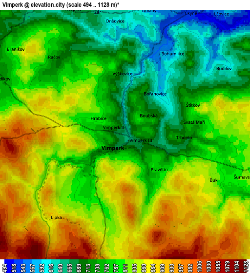 Zoom OUT 2x Vimperk, Czech Republic elevation map